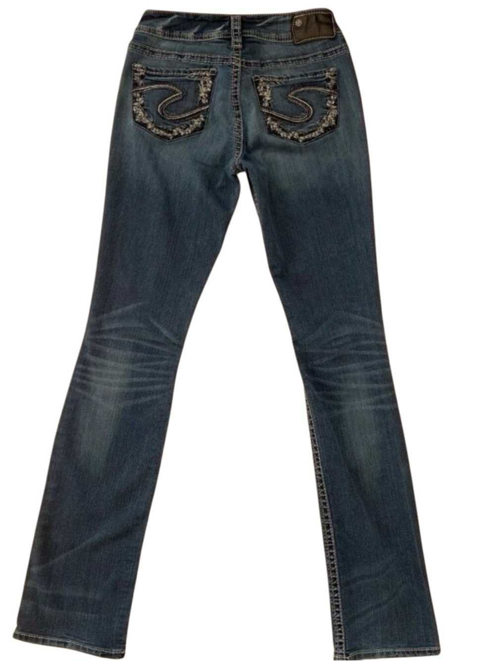 Silver Jeans Womens Suki mid rise baby Bootcut Jeans Size 26 Blue stretchy Denim